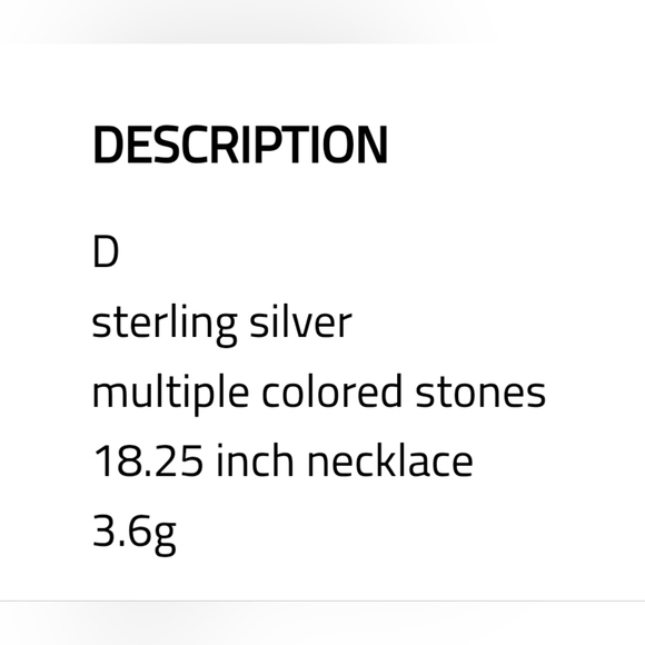 D STERLING SILVER 925 NECKLACE 18.25" MULTIPLE COLORED GEM STONES - Picture 8 of 8